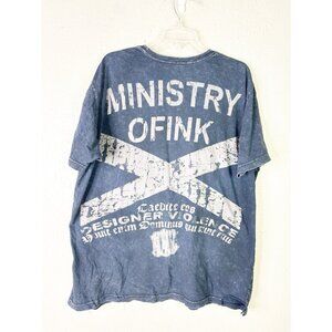 Y2K Skull Shirt Ministry Of Ink Size XXL Emo Distressed 100% Cotton Gray T-Shirt